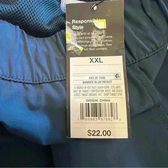 NWT -Original Use Shorts Mens XXL Blue Pull On Elastic Waist Drawstring Pocket - Picture 4 of 5